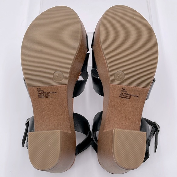SM New‎ York Black Winter Chunky Platform Heels Sandals Shoes 70s 90s Y2K NIB - Picture 5 of 15